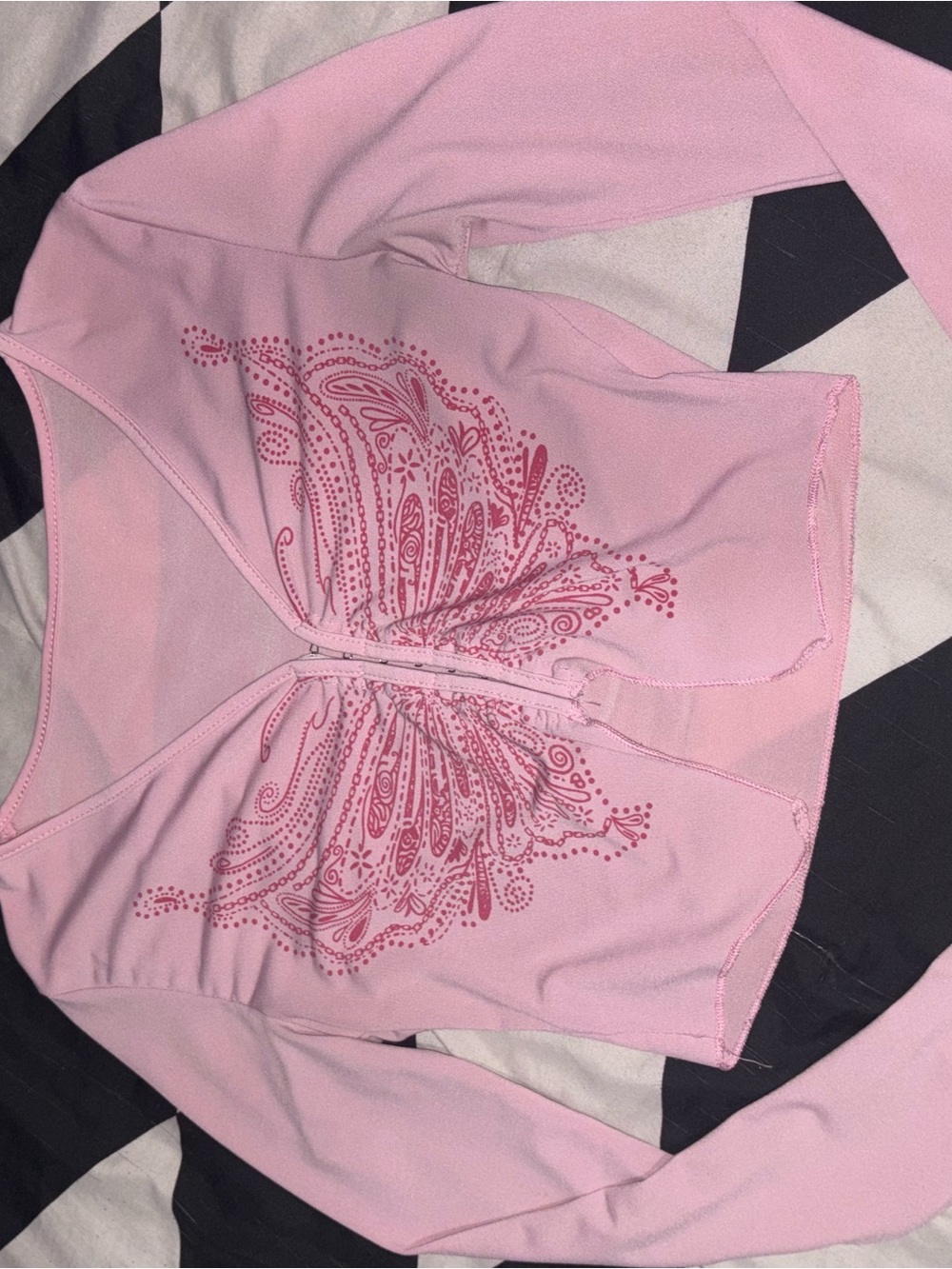 SHEIN pink Zip-Up Crop Top
